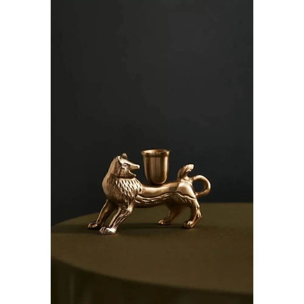 ANTHROPOLOGIE Lion Candle Holder House of Hackney Menagerie Taper Gold NEW